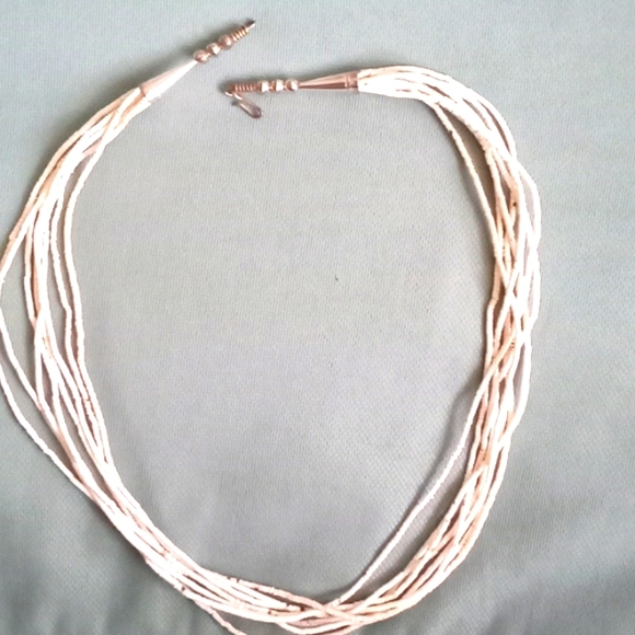 Native American Jewelry - NATIVE AMERICAN 8 STRAND WHITE SHELL HESHI BEAD NECKLACE